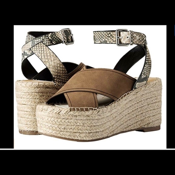 Dolce Vita Platform Wedges Sandals Nubuck Leather Olive/Snake 6.5 - Picture 8 of 8